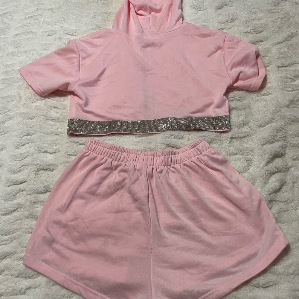 Summer Haus Cropped Rhinestone Short Set - Picture 7 of 7